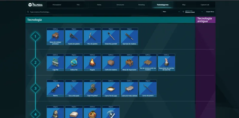 Palpedia Palworld technology tree and unlock progression